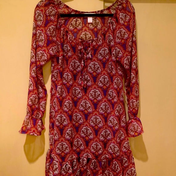 Band of Gypsies XS Boho print long sleeved dress - Picture 1 of 10